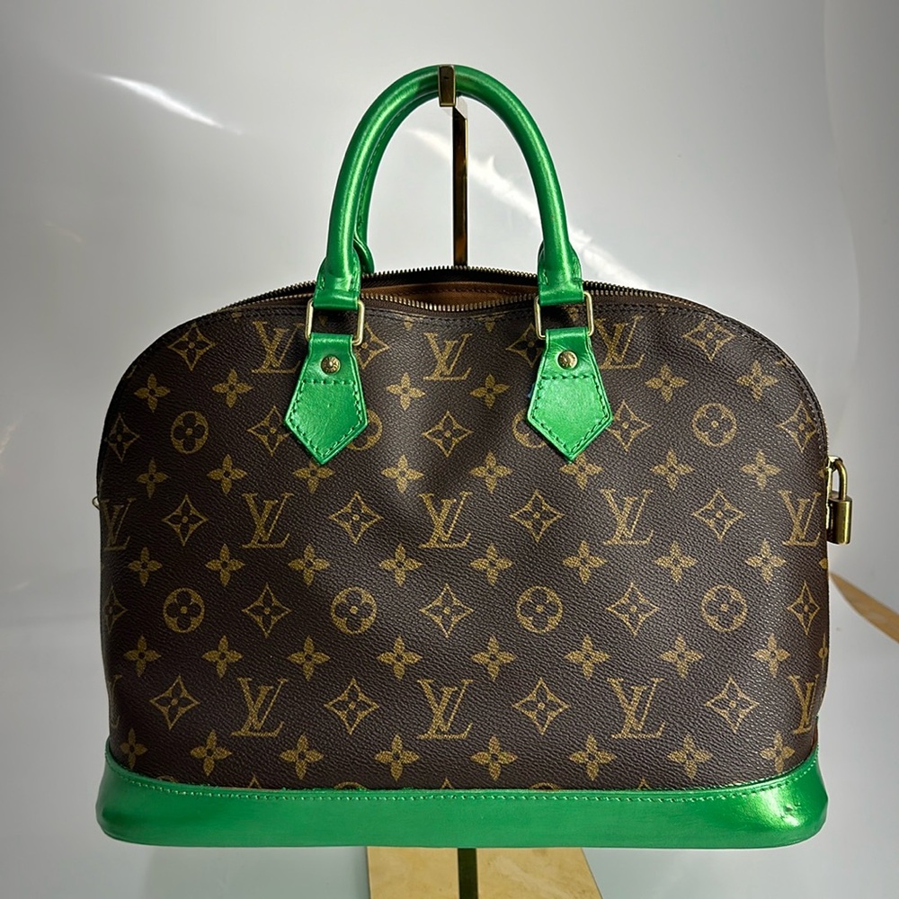 Louis Vuitton Authentic custom painted   Green Alma bag handbag purse LV vintage